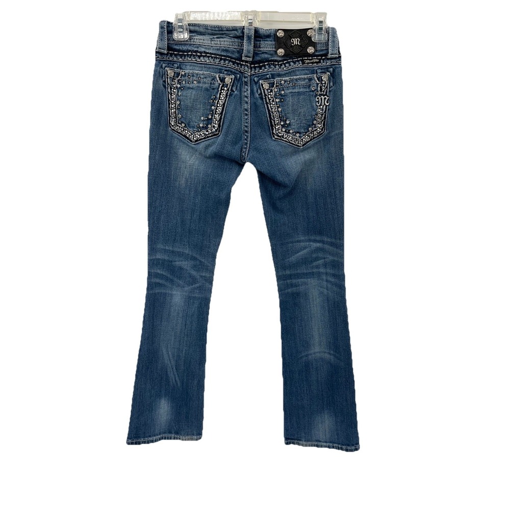 Miss Me Blue Boot Cut Jeans with Silver Accents - Picture 9 of 16
